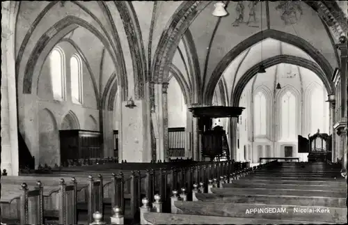 Ak Appingedam Groningen Niederlande, Nicolaikerk, Interieur