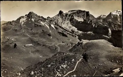 Ak Schynige Platte Kanton Bern, Route Schynige Platte-Faulhorn, Laucherhorn, Schwabhorn, Burg