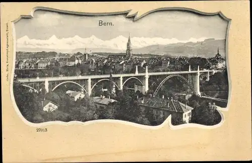 Passepartout Ak Bern Stadt Schweiz, Totalansicht, Brücke