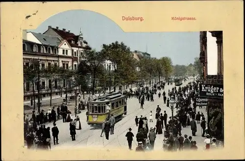 Ak Duisburg im Ruhrgebiet, Königstraße, Straßenbahn