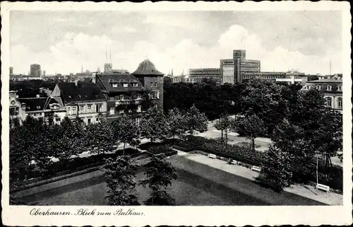 Ak Oberhausen im Ruhrgebiet, Teilansicht mit Rathaus