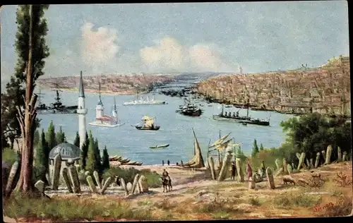 Künstler Ak Konstantinopel Istanbul Türkei, Gesamtansicht