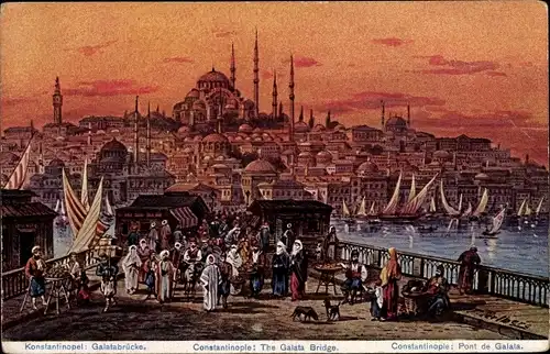 Künstler Ak Konstantinopel Istanbul Türkei, Pont de Galata