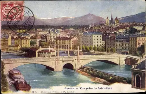 Ak Genève, vue prise de St. Jean, Blick auf die Stadt, Brücke