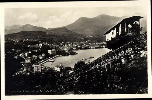 Ak Lugano Kanton Tessin Schweiz, Funicolare S. Salvatore, Standseilbahn