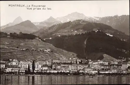 Ak Montreux Kanton Waadt Schweiz, La Rouvenaz, Vue prise du Lac