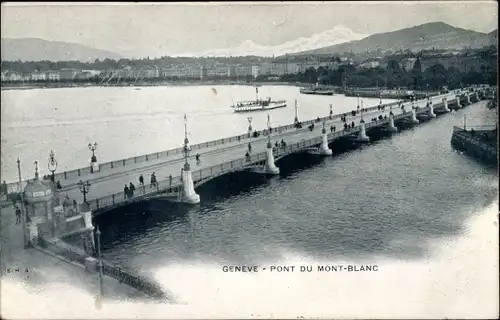 Ak Genève Genf Stadt, Pont du Mont Blanc, Seepartie, Salondampfer