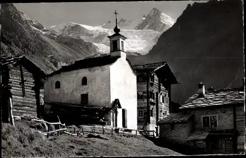 Ak Gasenried bei Grächen Ried Kanton Wallis, Kapelle, Nadelhorn, Hohberghorn, Dürrenhorn