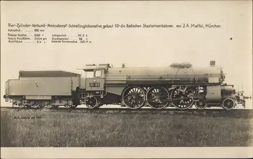 Foto Ak Badische Staatseisenbahnen, Heißdampf Schnellzuglokomotive IV 95