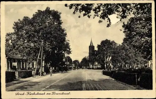 Ak Soest Utrecht Niederlande, Kerkstraat en Torenstraat