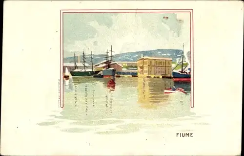 Künstler Ak Rijeka Fiume Kroatien, Porto