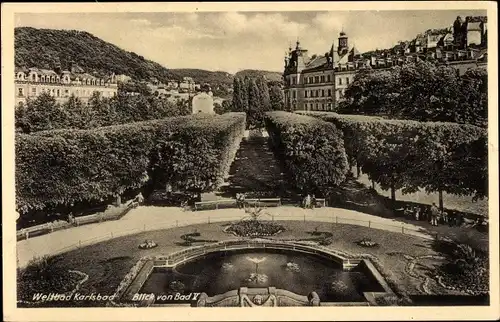 Ak Karlovy Vary Karlsbad Stadt, Blick von Bad V