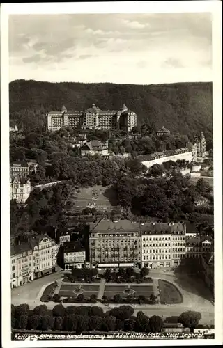 Ak Karlsbad,Blick vom Hirschensprung auf Hotel Imperial