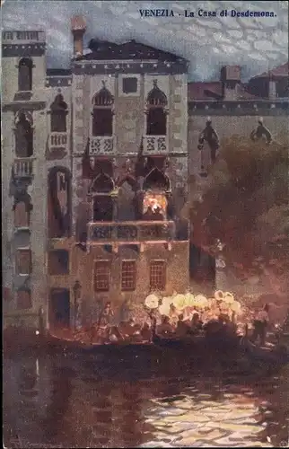 Künstler Ak Venezia, La Casa di Desdemona, Nacht, Lichter