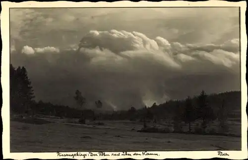 Ak Region Königgrätz, Riesengebirge, Krkonose, Der Föhn über dem Kamm