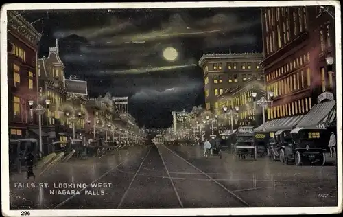 Mondschein Ak Niagara Falls Ontario Kanada, Falls Street looking West