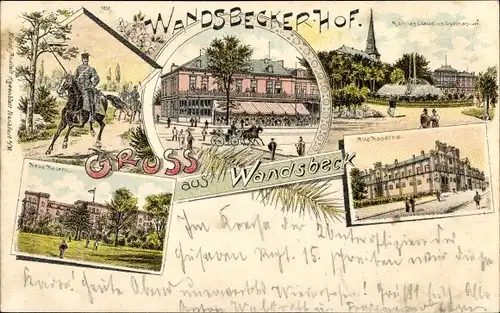 Litho Hamburg Wandsbek, Neue Kaserne, Matthias Claudius Gymnasium, Alte Kaserne