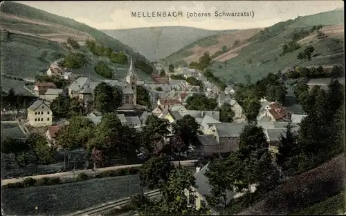 Ak Mellenbach Glasbach im Schwarzatal Thüringen, Totalansicht