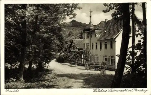 Ak Römhild in der Region Grabfeld Thüringen, Waldhaus, Seitenansicht mit Steinsburg