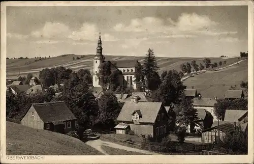 Ak Oberweißbach im Weißbachtal Thüringen, Teilansicht vom Ort, Kirche