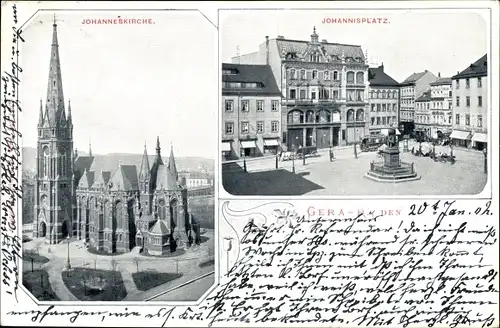 Ak Gera in Thüringen, Johanneskirche, Johannisplatz