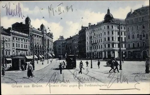 Ak Brno Brünn Südmähren, Großer Platz gegen die Ferdinandsgasse