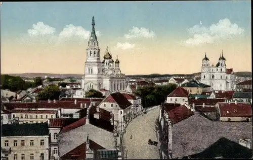 Ak Hrodna Grodno Weißrussland, Blick auf den Ort