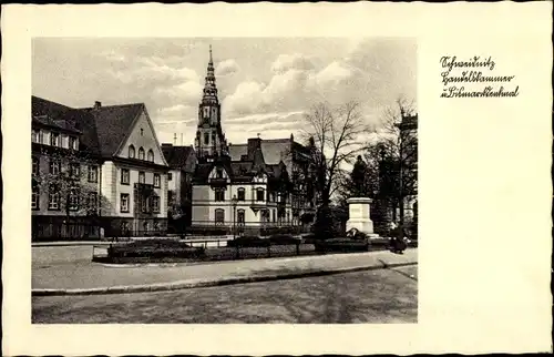 Ak Świdnica Schweidnitz Schlesien, Handelskammer, Bismarckdenkmal