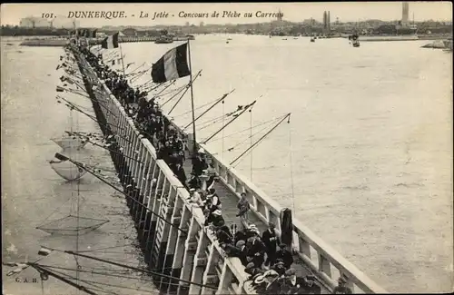 Ak Dunkerque Nord, La Jetée, Concours de Pêche au Carreau