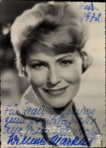 Ak Schauspielerin Winnie Markus, Portrait, Autogramm