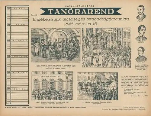 Stundenplan Ungarn Magyarország - Glorreicher Freiheitskrieg am 15. März 1848 um 1930/40