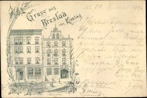 Litho Wrocław Breslau in Schlesien, Restaurant Kissling