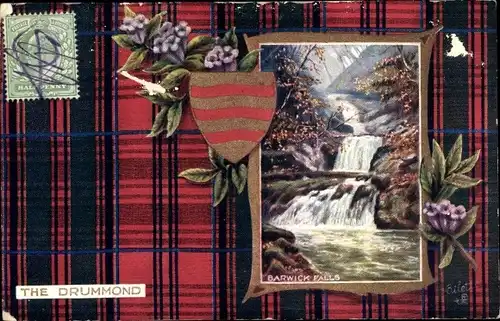Wappen Passepartout Ak Drummond Schottland, Barwick Falls