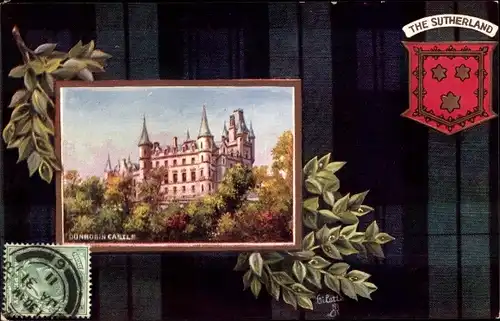 Wappen Passepartout Ak Sutherland Schottland, Dunrobin Castle