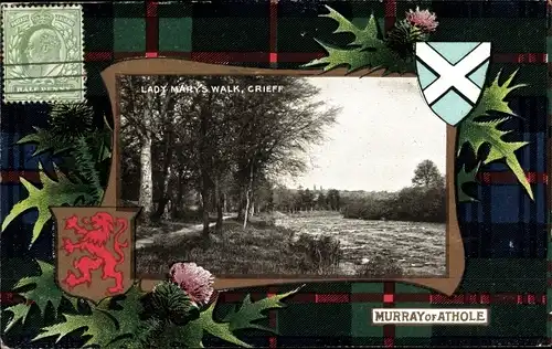Wappen Passepartout Ak Crieff Schottland, Lady Mary's Walk, Murray of Athole