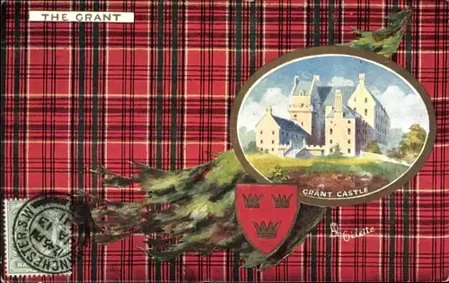 Wappen Passepartout Ak Schottland, Grant Castle, The Grant