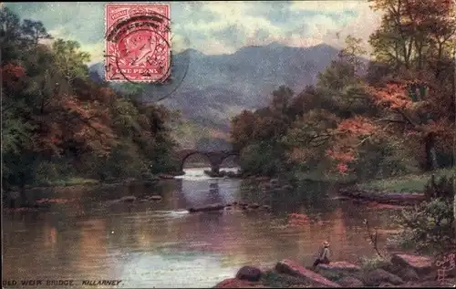 Künstler Ak Killarney Irland, Old Weir Bridge