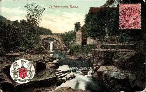 Wappen Ak Newcastle upon Tyne England, Jesmond Dene