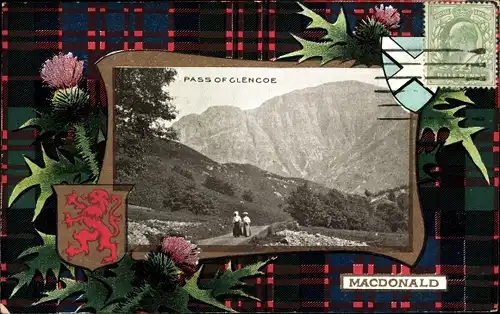 Wappen Passepartout Ak Schottland, Pass of Glencoe, Macdonald