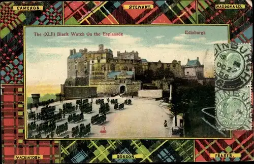 Ak Edinburgh Schottland, Castle, Black Watch on the Esplanade