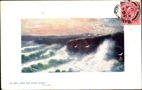 Künstler Ak Rough Seas Tuck's Oilette, Gedicht von Tennyson