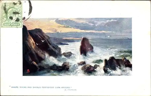 Künstler Ak Muchalls Schottland, The Castle Rock, Tuck 7280