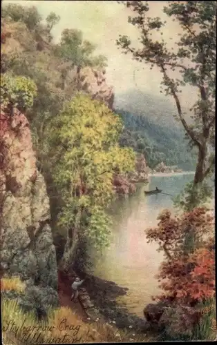 Künstler Ak Cumbria England, Stybarrow Crag, Ullswater