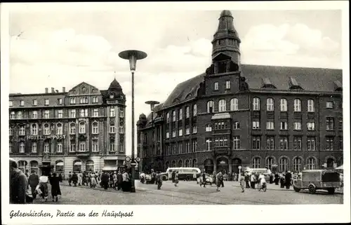 Ak Gelsenkirchen im Ruhrgebiet, Hauptpost, Straßenpartie, Hotel zur Post