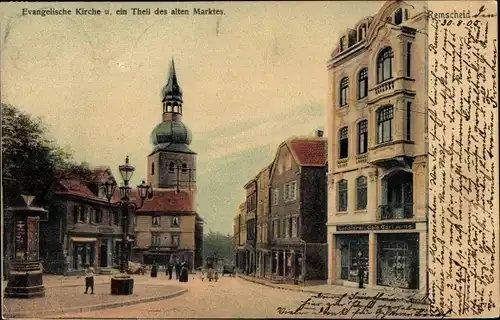 Ak Remscheid im Bergischen Land, Alter Markt, Evang. Kirche