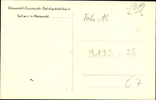 Foto Ak Selters im Westerwald, Gefolgschaftsheim der Fa. Courtauld