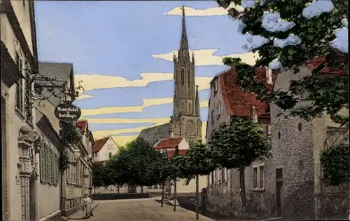 Ak Bad Dürkheim in der Pfalz, Gerberstraße, Evang. Kirche, Weinwirtschaft von Karl Mayer