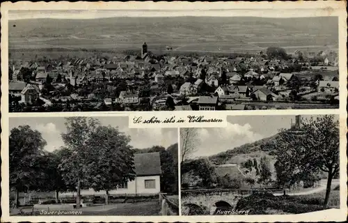 Ak Volkmarsen in Hessen, Gesamtansicht, Sauerbrunnen, Kugelsberg