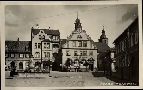 Ak Bad Rodach Oberfranken Bayern, Marktplatz, Rathaus