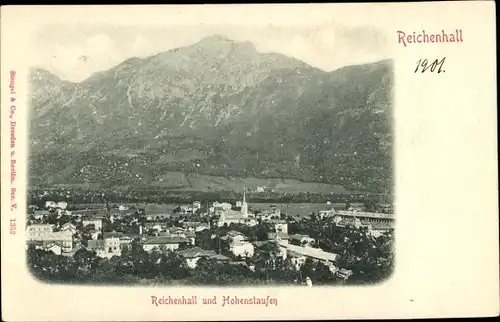 Relief Ak Bad Reichenhall in Oberbayern, Panorama mit Hohenstaufen